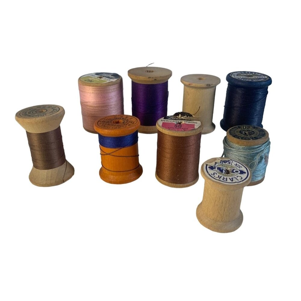 Wood Spools Set of 9 #44